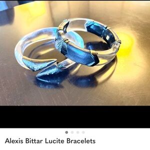 Alexis Bittar Clear Lucite Bracelets with Metallic Navy Accents